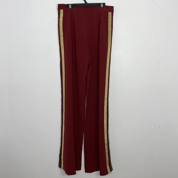 Dance & Marvel wine wide legs tuxedo stripes pants - Picture 9 of 10